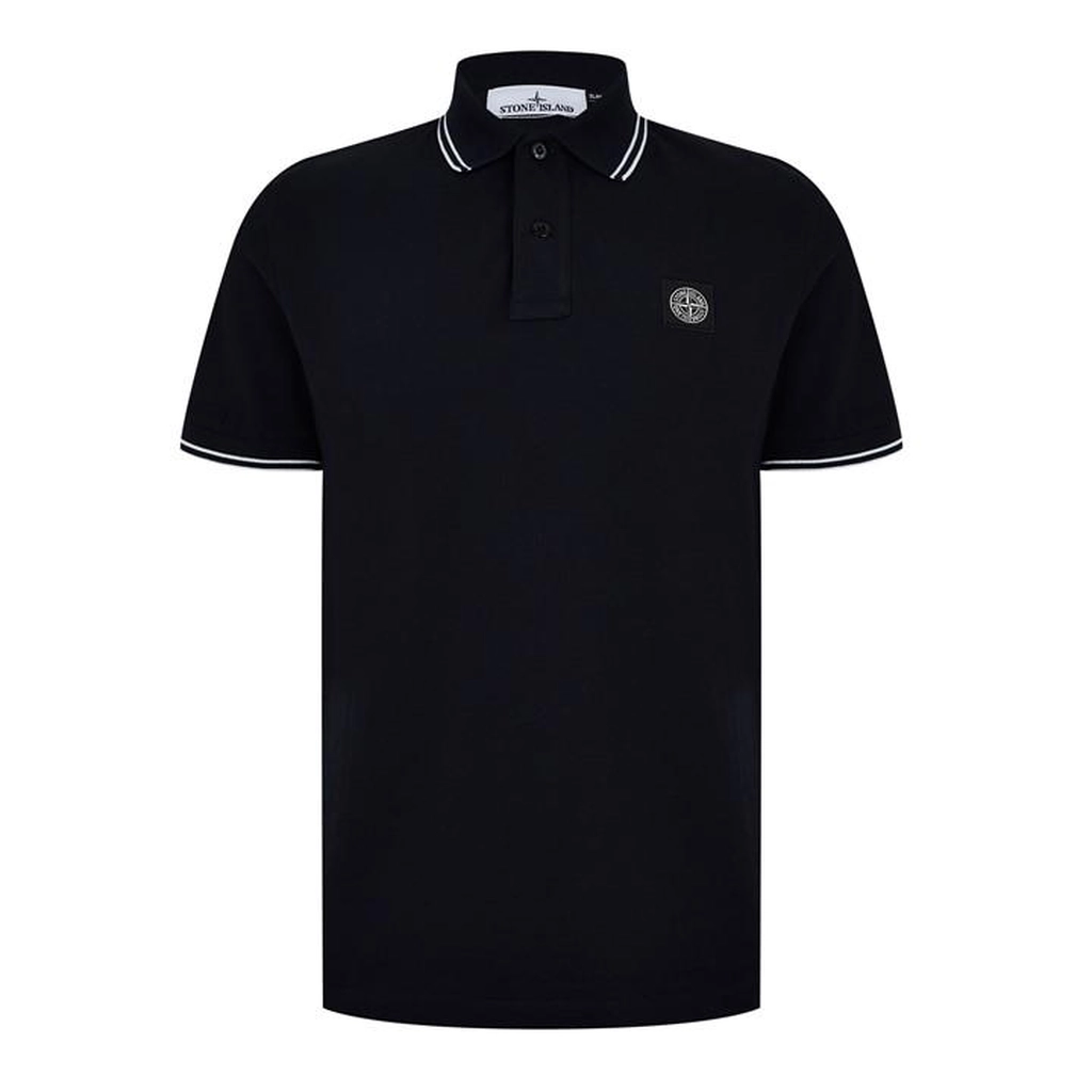 Stone Island Tipped Badge Logo Polo Shirt - Blue